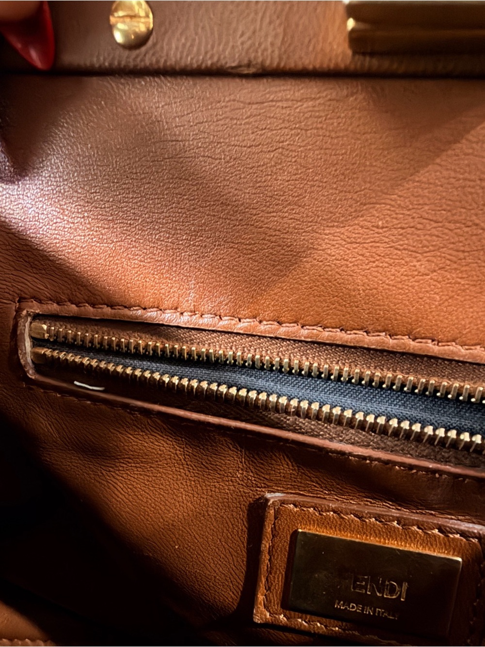 Fendi Peekaboo Mini Brown Leather Top Handle Crossbody Bag Gold Hardware - Picture 13 of 15